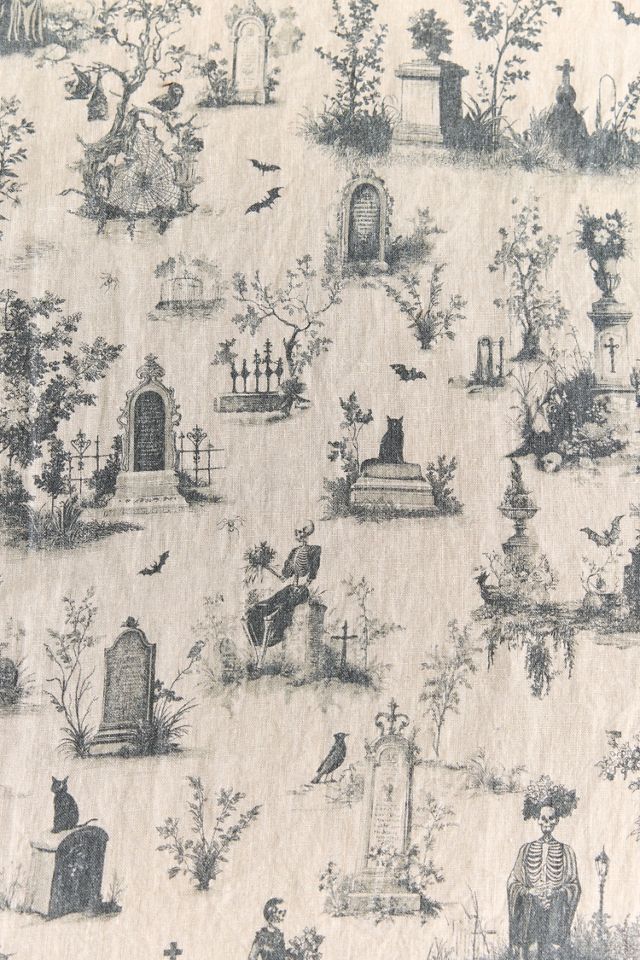 Halloween Toile Linen Tablecloth #2