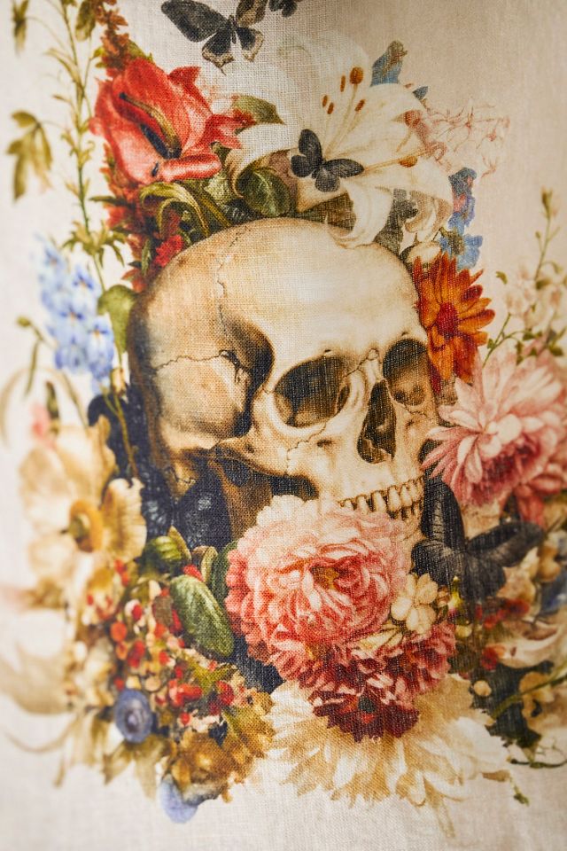 Spooky Floral Linen Dish Towel #1