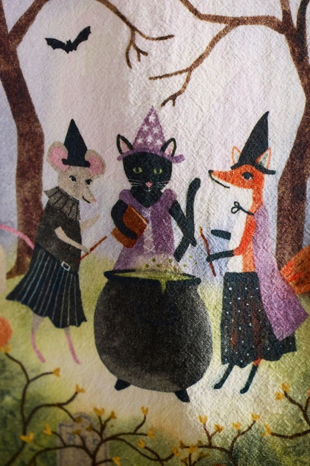 Witchy Critters Cotton Dish Towel #1