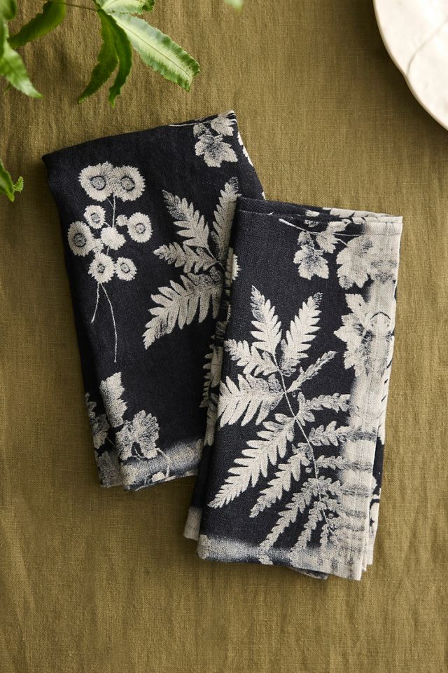 Black Fern Linen Napkins, Set of 2 #1