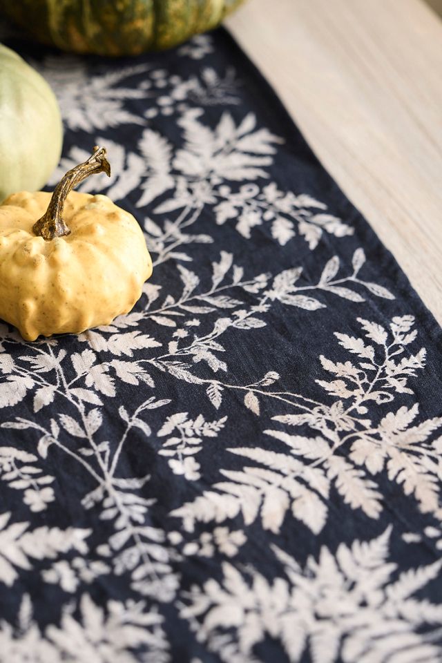 Black Fern Linen Runner #1