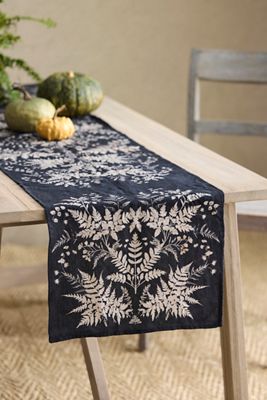 Black Fern Linen Runner