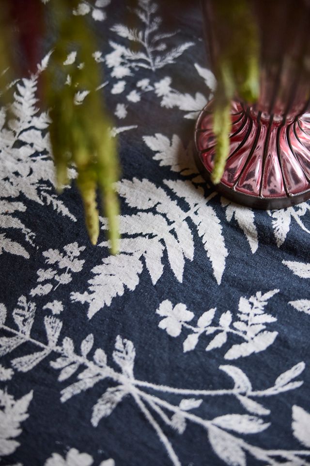 Black Fern Linen Tablecloth #1