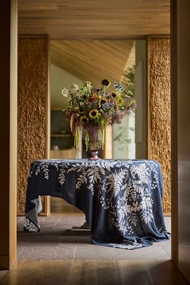 Black Fern Linen Tablecloth