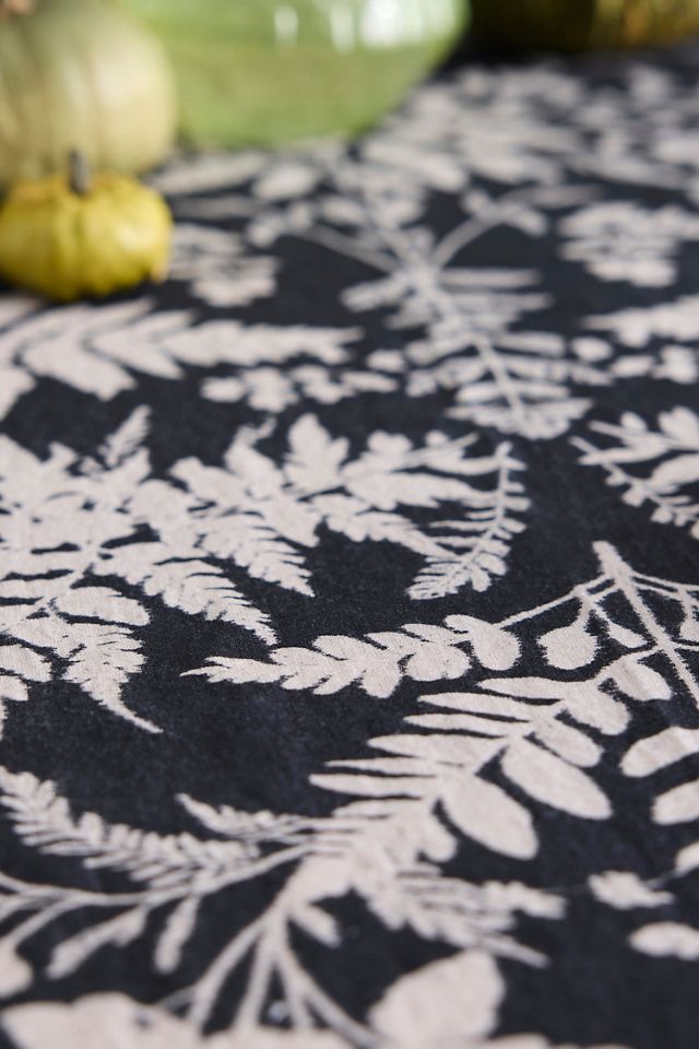 Black Fern Linen Tablecloth #3