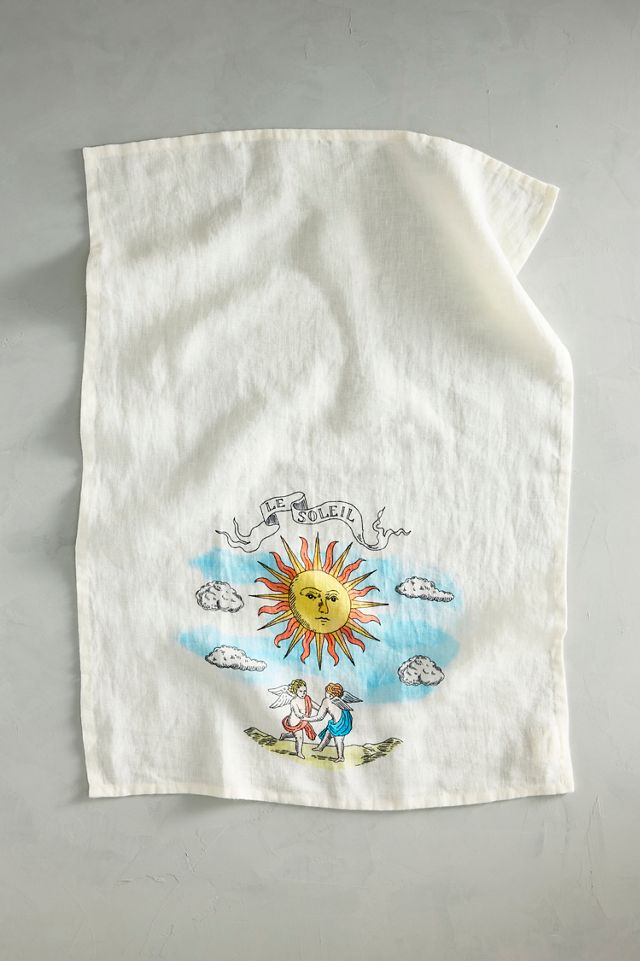 Tarot Linen Dish Towel, Le Soleil #1