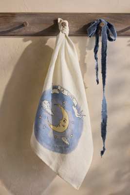 Ex-libris Paris Tarot Linen Dish Towel, La Lune In Multi