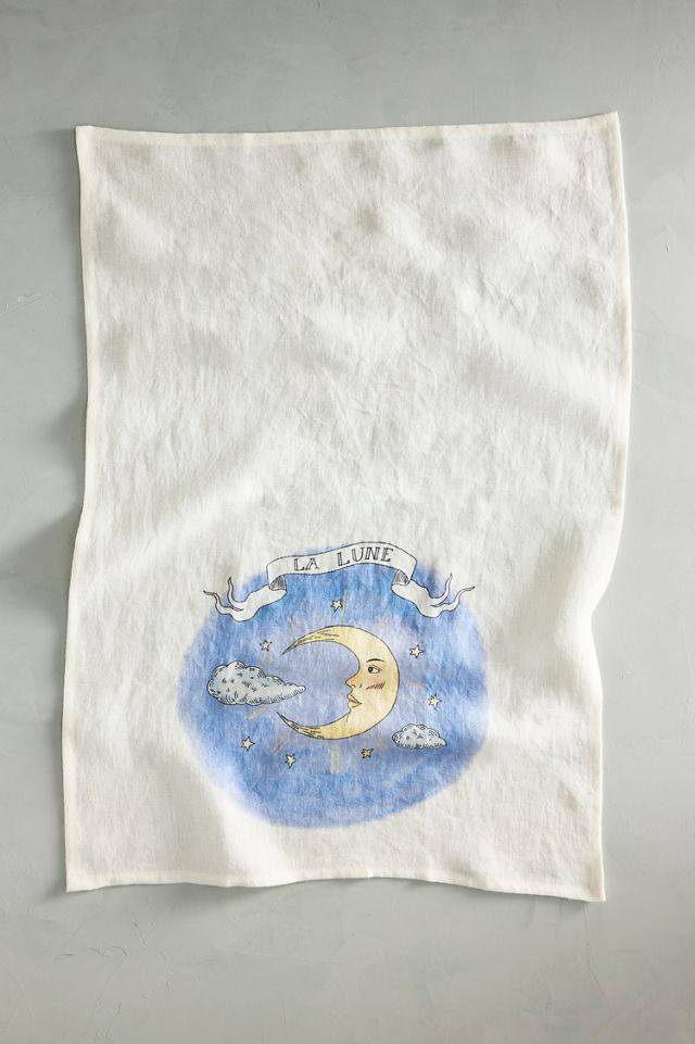 Tarot Linen Dish Towel, La Lune #2
