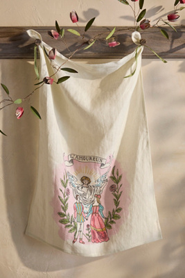 Ex-libris Paris Tarot Linen Dish Towel, L'amoureux In Multi