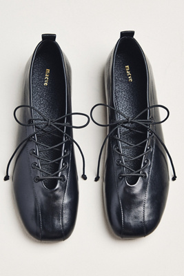 Maeve Lace-up Ballet Flats In Black
