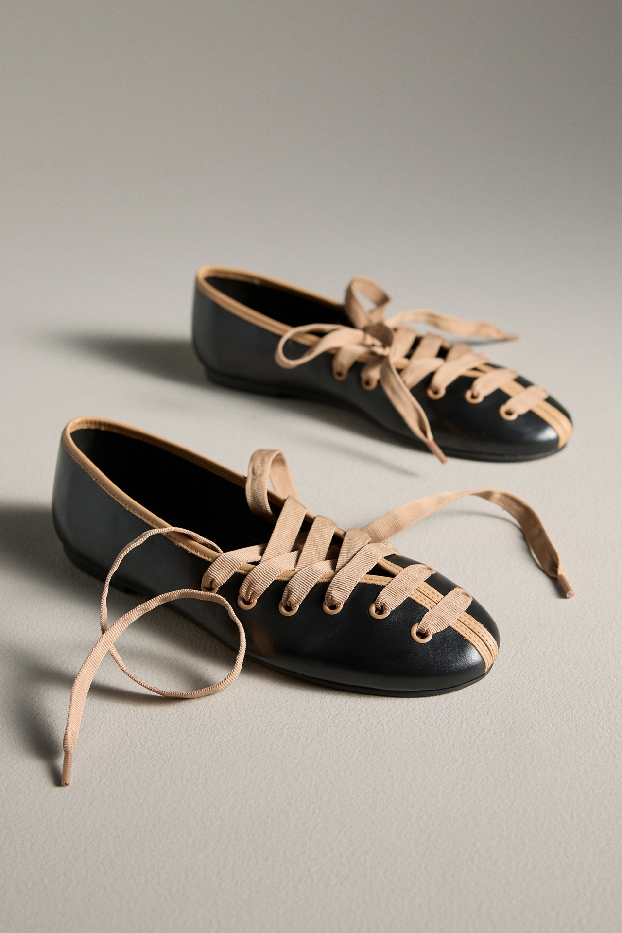 Maeve Contrast Lace-Up Ballet Flats