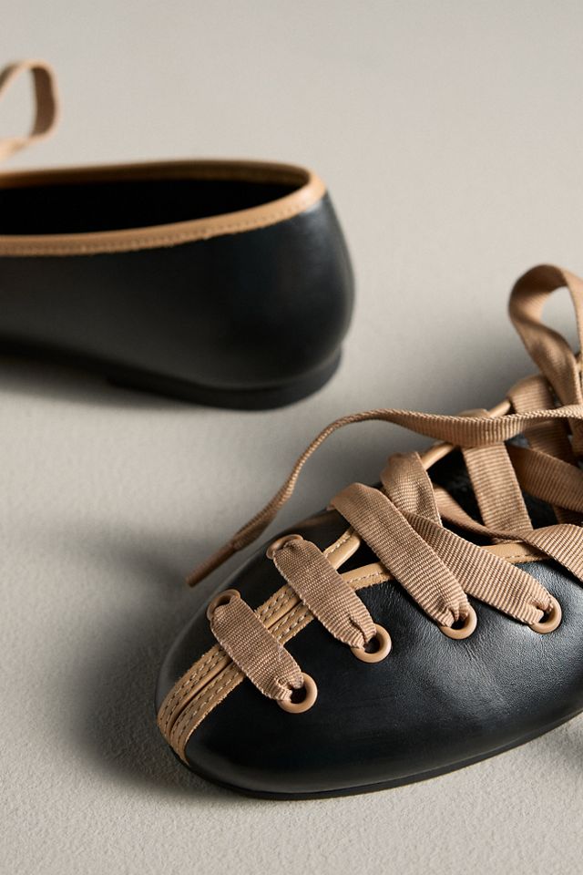 Maeve Contrast Lace-Up Ballet Flats #5