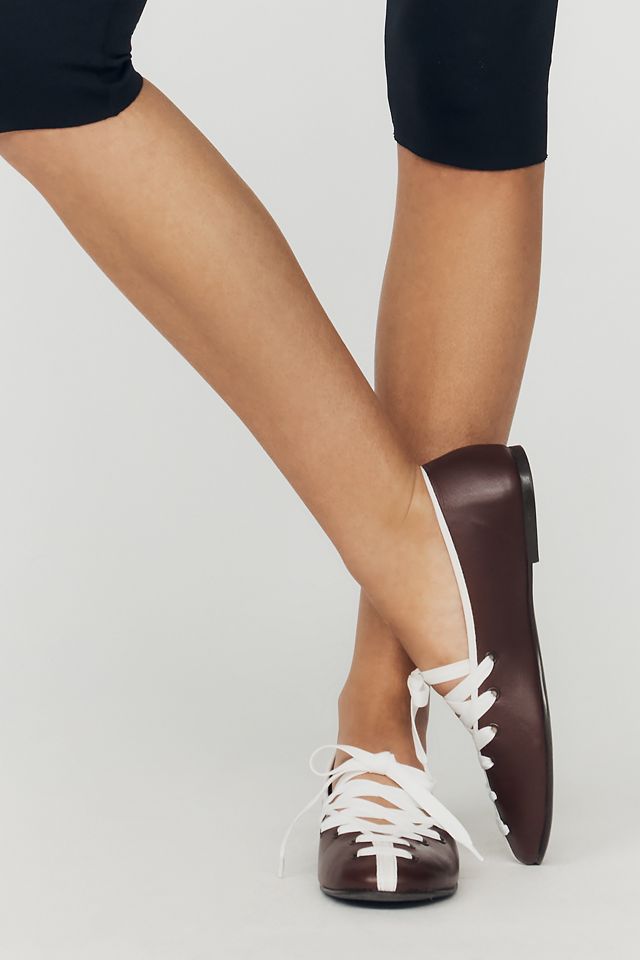 Maeve Contrast Lace-Up Ballet Flats #1