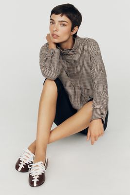 Maeve Contrast Lace-Up Ballet Flats