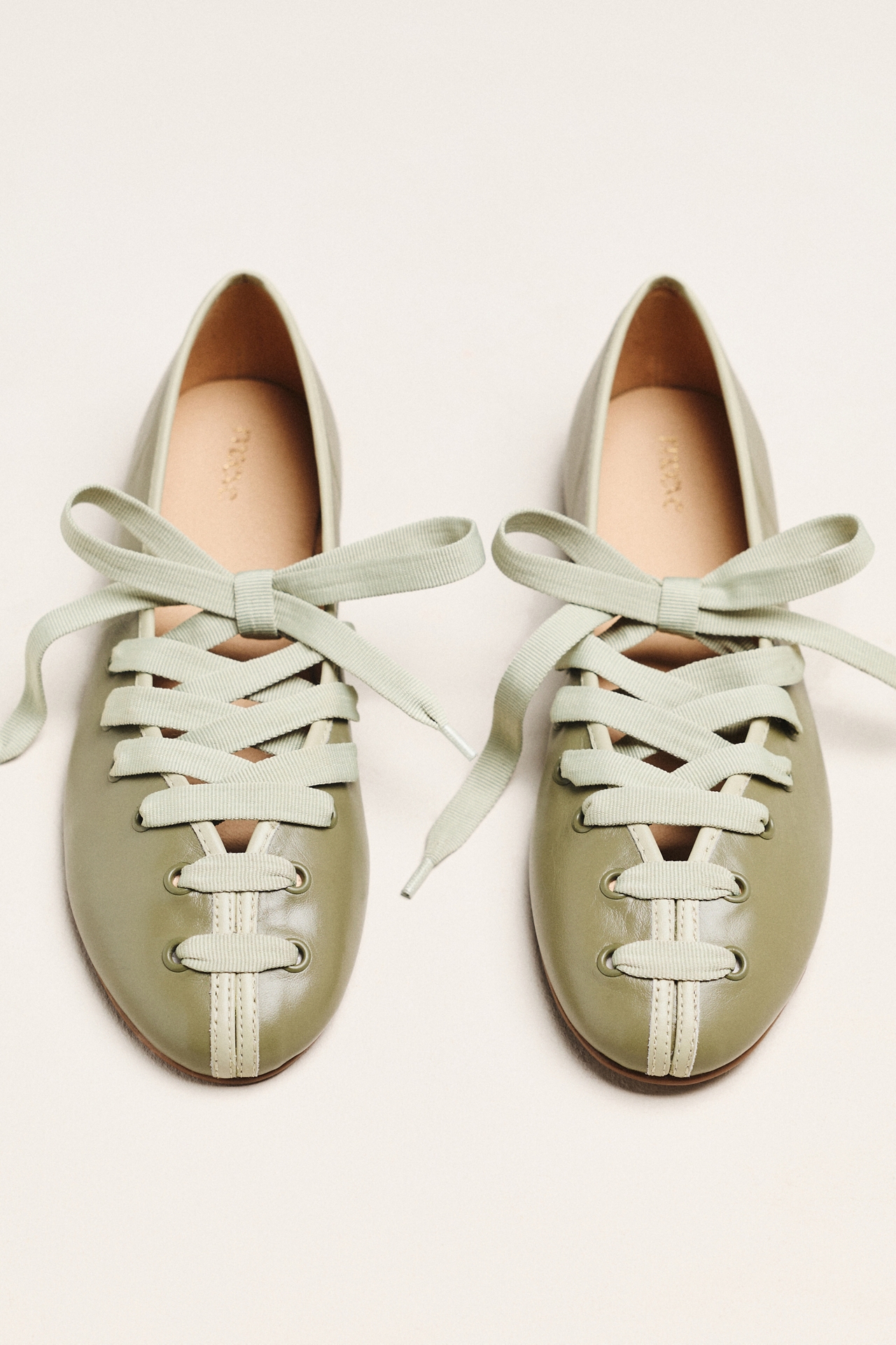 Maeve Contrast Lace-Up Ballet Flats