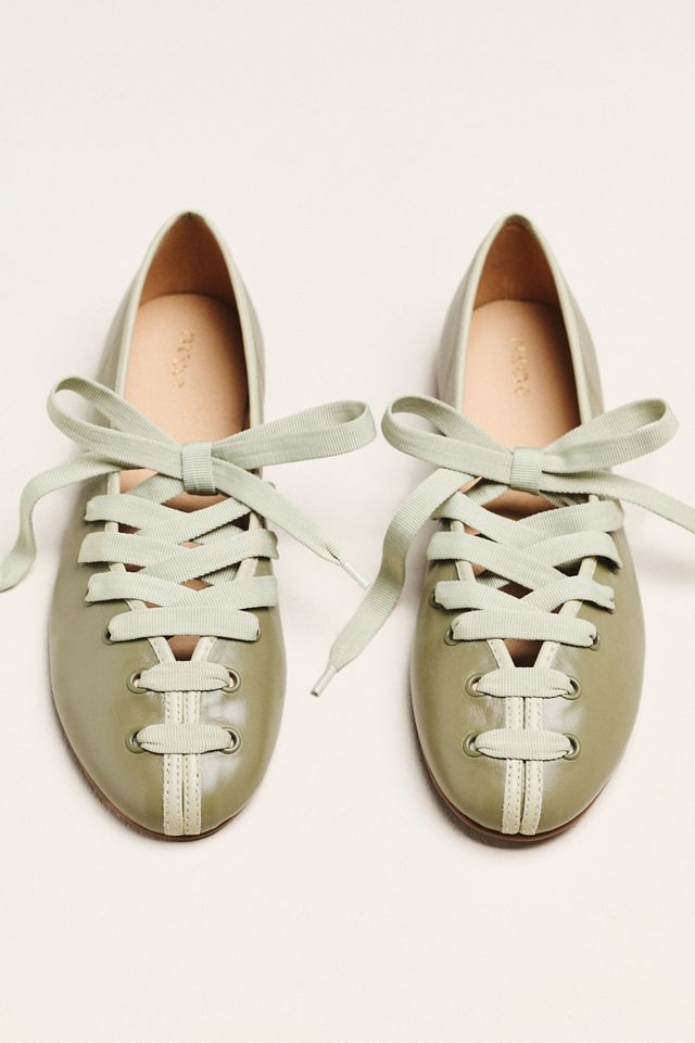 Maeve Contrast Lace-Up Ballet Flats #1