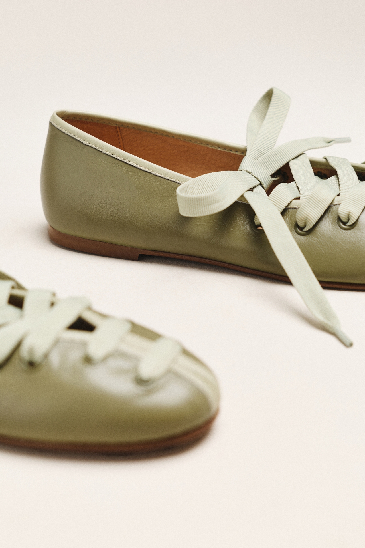 Maeve Contrast Lace-Up Ballet Flats