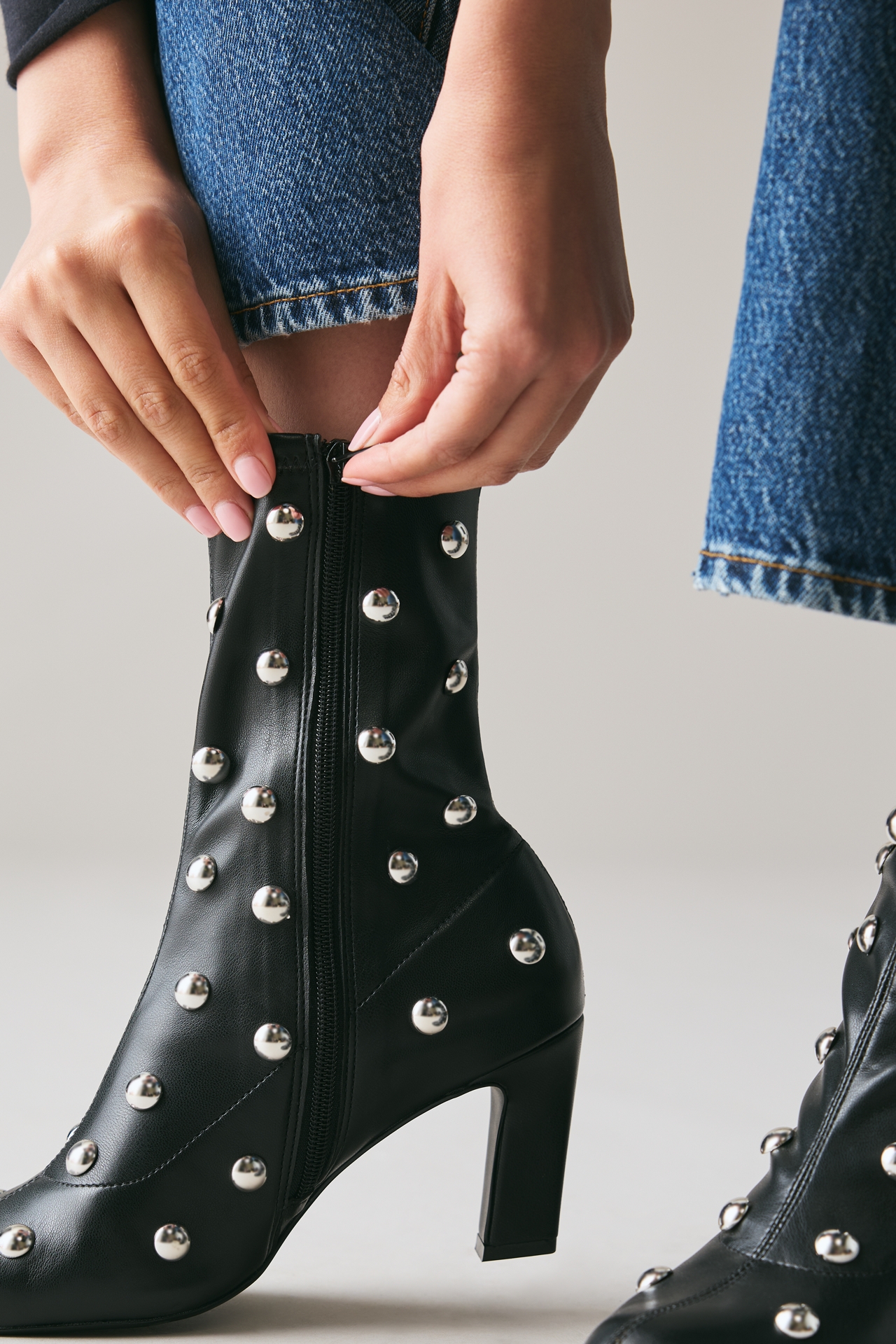Maeve Studded Stretch Ankle Boots