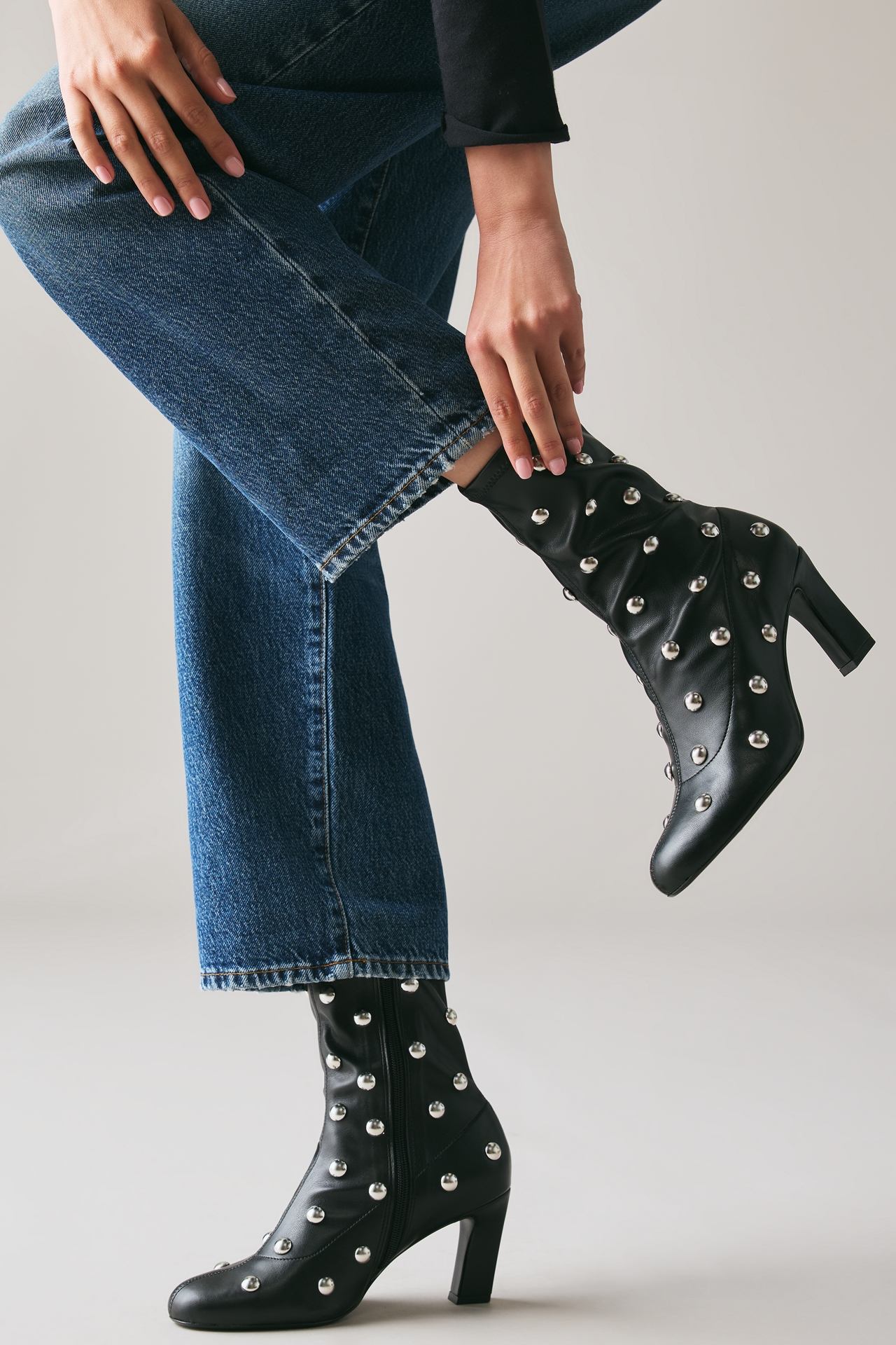 Maeve Studded Stretch Ankle Boots