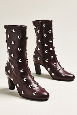 Maeve Studded Stretch Ankle Boots In Brown