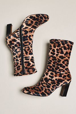 Maeve Studded Stretch Ankle Boots In Animal Print