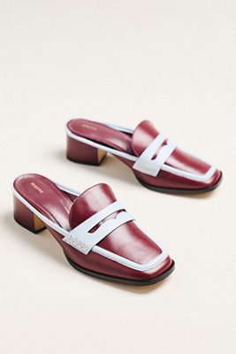 Maeve Loafer Mule Heels In Burgundy