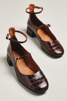 Maeve Double-strap Mary Janes In Brown