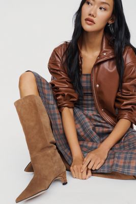 By Anthropologie Maddox Wide-Leg Kitten-Heel Tall Boots