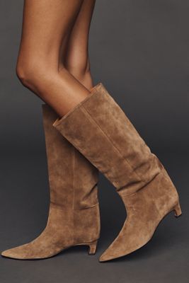 By Anthropologie Maddox Wide-Leg Kitten-Heel Tall Boots