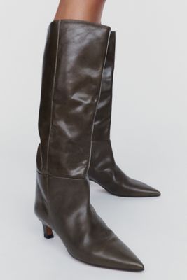 By Anthropologie Maddox Wide Leg Kitten Heel Tall Boots