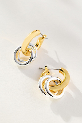 Mixed Metal Double Hoop Huggie Earrings product page