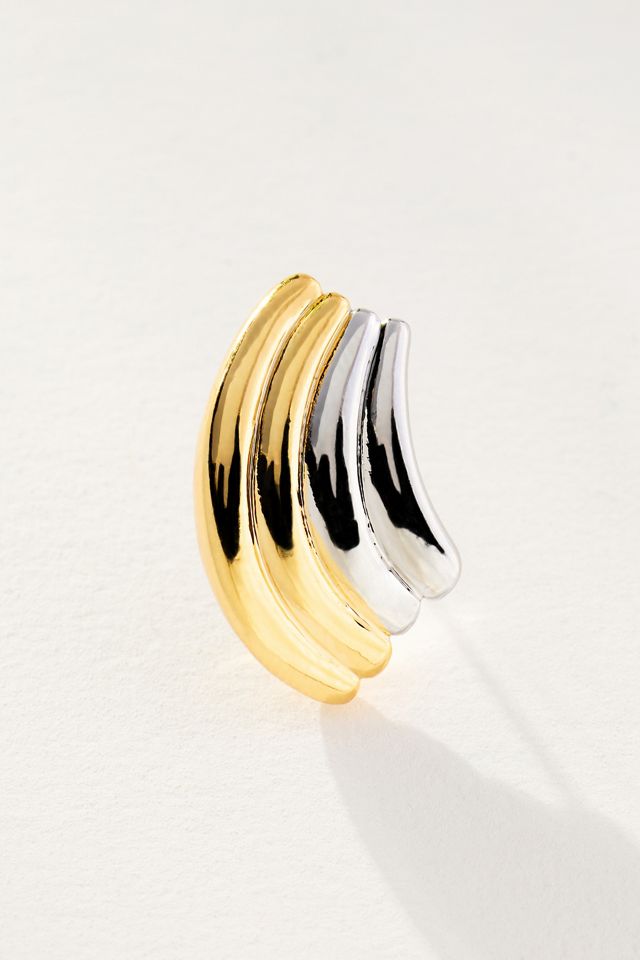 Two-Tone Curve Post Earrings #1