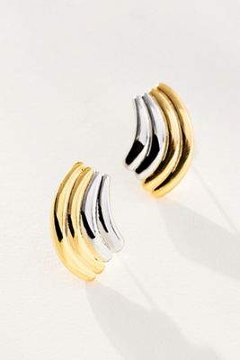 Wavy Mixed Metal Post Earrings
