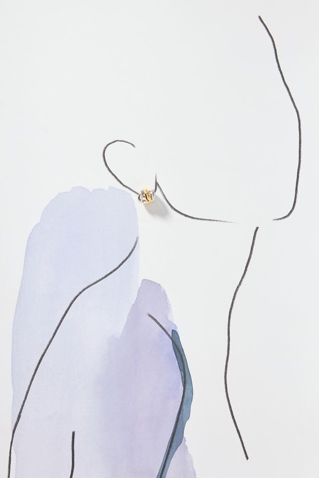 Mixed-Metal Triple Motif Post Earrings #2
