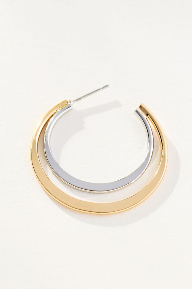Two-Tone Flat Hoop Earrings #2