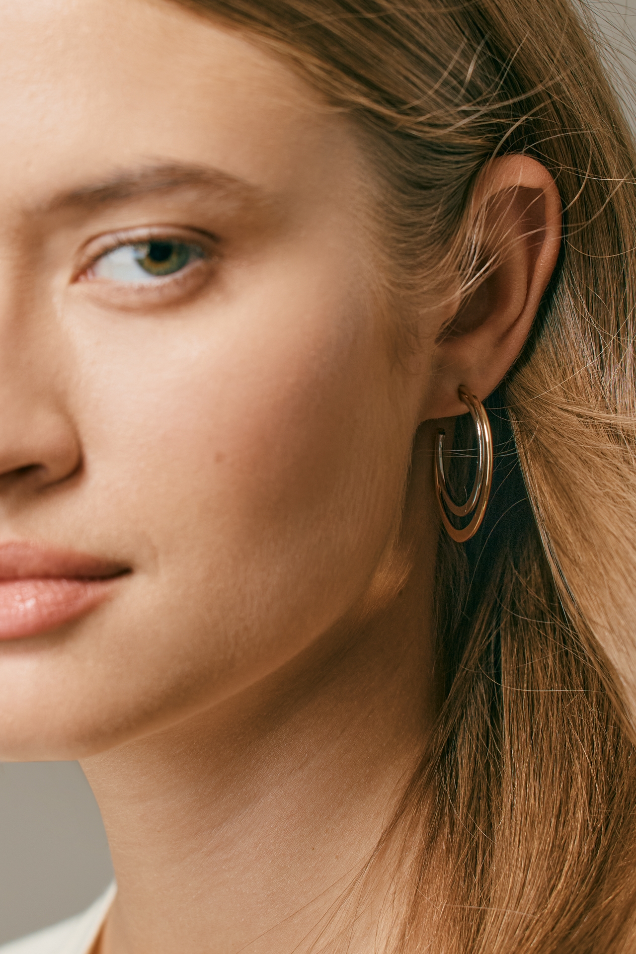 Two-Tone Flat Hoop Earrings