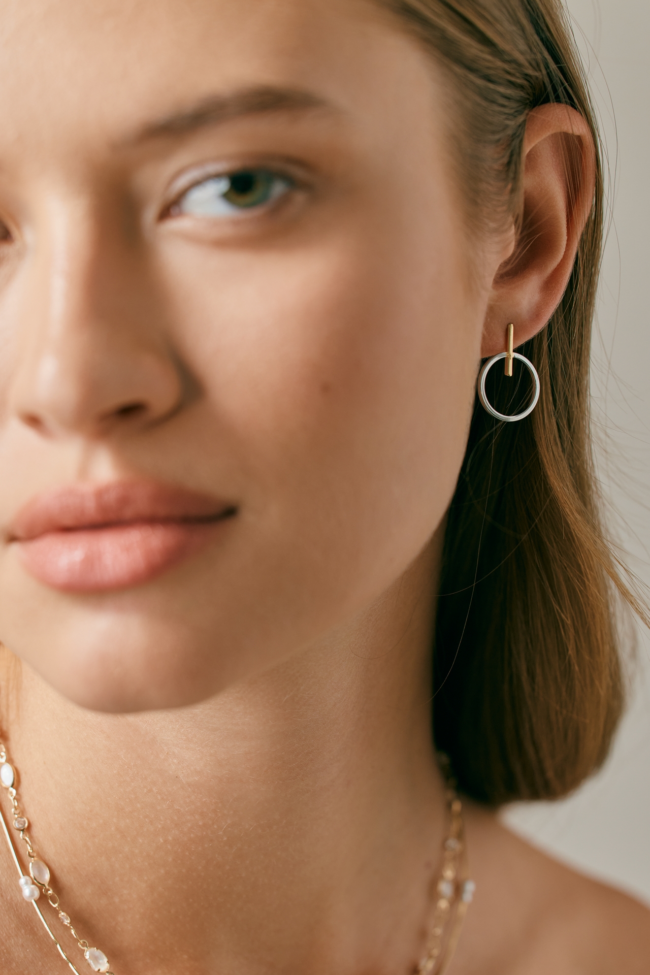 Two-Tone Circle Drop Earrings