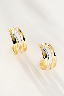 By Anthropologie Two-tone Hoop Earrings In Gold