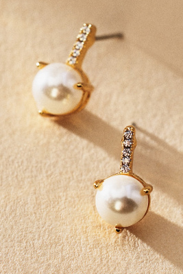 Luv Aj Freshwater Pearl & Crystal Post Earrings In Gold