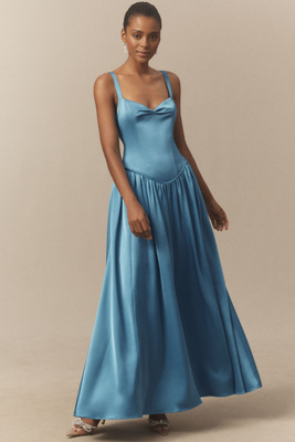 Seraphina Sweetheart Corset Stretch Satin Maxi Dress