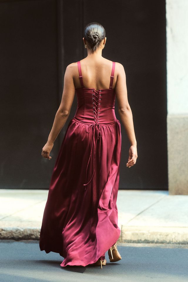 BHLDN Seraphina Sweetheart Corset Stretch Satin Maxi Dress #2