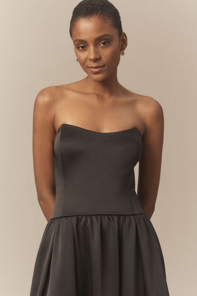 BHLDN Miley Strapless Drop-Waist High-Shine Satin Maxi Dress #2