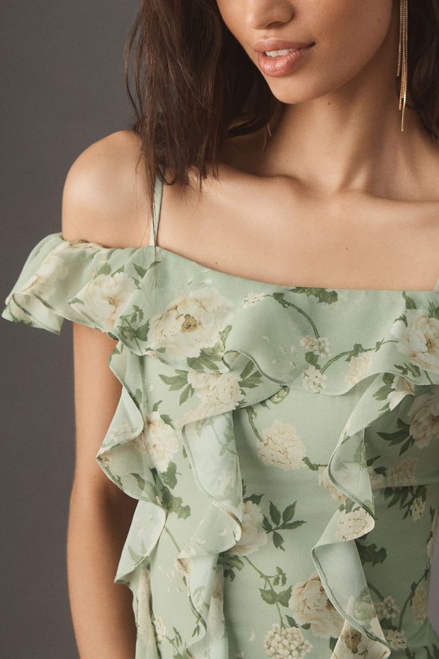 BHLDN Off-Shoulder Ruffled Chiffon Maxi Dress #1