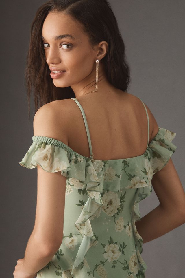 BHLDN Off-Shoulder Ruffled Chiffon Maxi Dress #3
