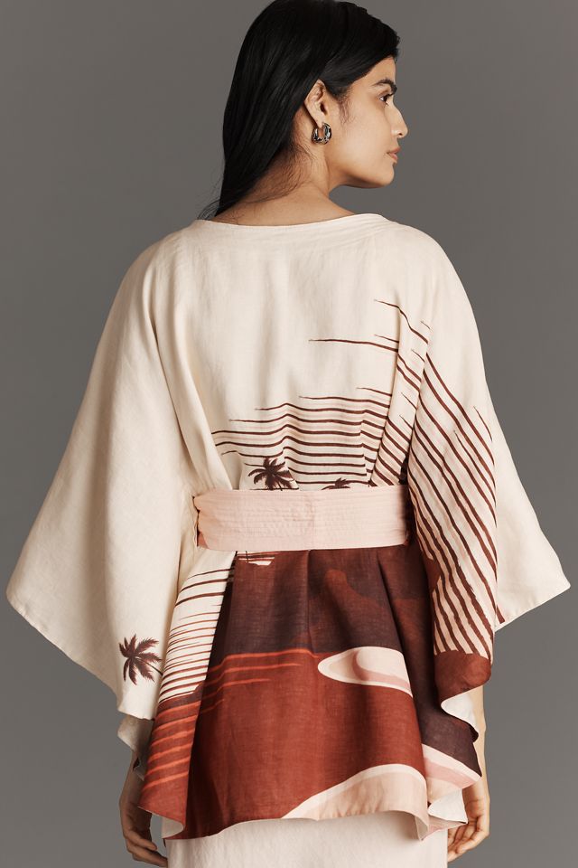 Juan de Dios Cavalo Linen Reversible Poncho #1