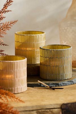 Lined Mosaic Votive Holder