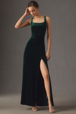 Blake Square-Neck Stretch Velvet Maxi Dress