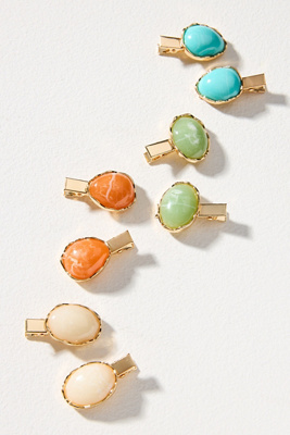 By Anthropologie Mixed Stone Hair Clips, Set Of 8