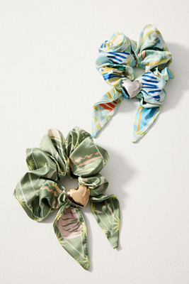 By Anthropologie Charm Scarf Scrunchie In Green