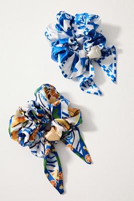 By Anthropologie Charm Scarf Scrunchie In Blue